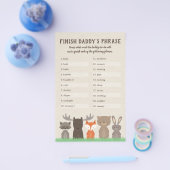 Woodland Baby shower Finish Papa's Phrase Game Flyer (Enkel)