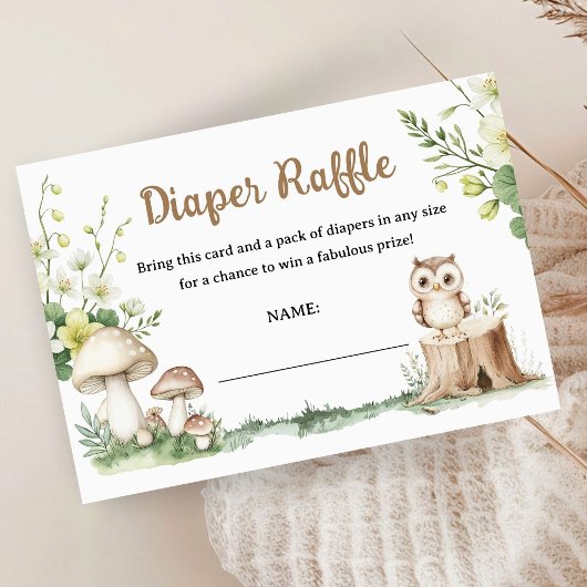 Woodland Baby shower Forest Diaper Raffle Informatiekaartje