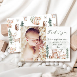Woodland Baby shower Foto Bedankkaart