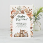 Woodland Baby Shower Fox Deer Bear Gender Neutral Kaart (Staand voorkant)