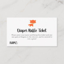 Woodland Baby shower Fox Luier Raffle Ticket