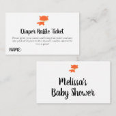 Woodland Baby shower Fox Luier Raffle Ticket Informatiekaartje (Voorkant / Achterkant)
