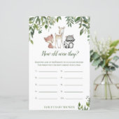 Woodland Baby shower Game - Hoe oud waren ze? (Staand voorkant)
