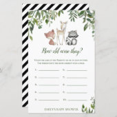 Woodland Baby shower Game - Hoe oud waren ze? (Voorkant / Achterkant)