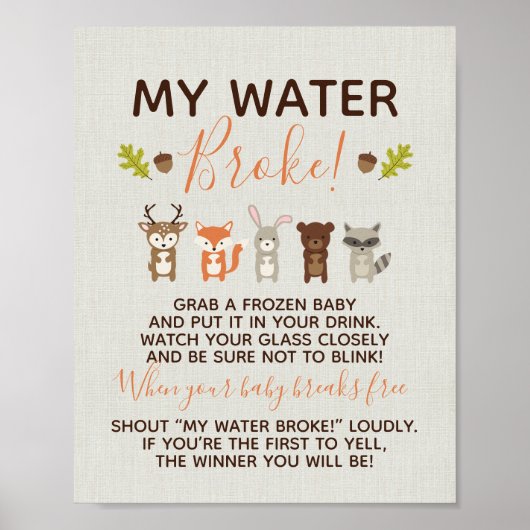 Woodland Baby shower Game - Mijn Poster voor water (Voorkant)