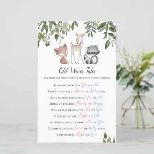 Woodland Baby shower Game - Old Wives Tales (Staand voorkant)