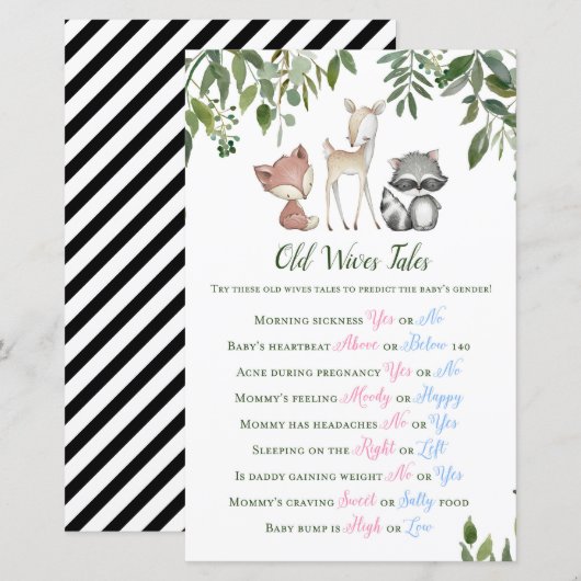 Woodland Baby shower Game - Old Wives Tales (Voorkant / Achterkant)