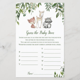 Woodland Baby shower Game - Raad Baby