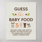 Woodland Baby shower Game - Raad eens de Baby Food Poster (Voorkant)
