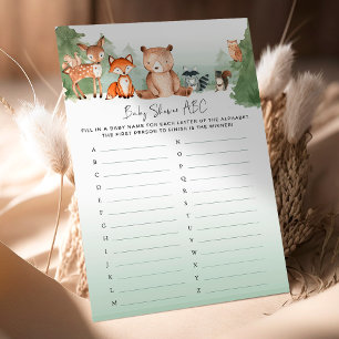 Woodland Baby shower Game Shower ABC
