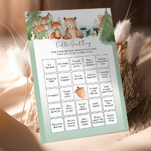 Woodland Baby shower Game vindt de gast Bingo