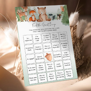 Woodland Baby shower Game vindt de gast Bingo