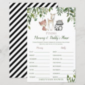 Woodland Baby shower Game - Voltooi de term (Voorkant / Achterkant)