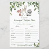 Woodland Baby shower Game - Voltooi de term (Voorkant)