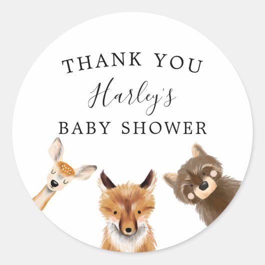 Woodland Baby shower Gender Neutral Favor Ronde Sticker (Voorkant)
