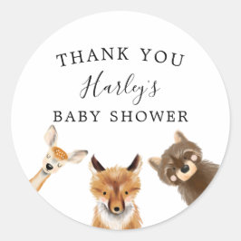 Woodland Baby shower Gender Neutral Favor Ronde Sticker