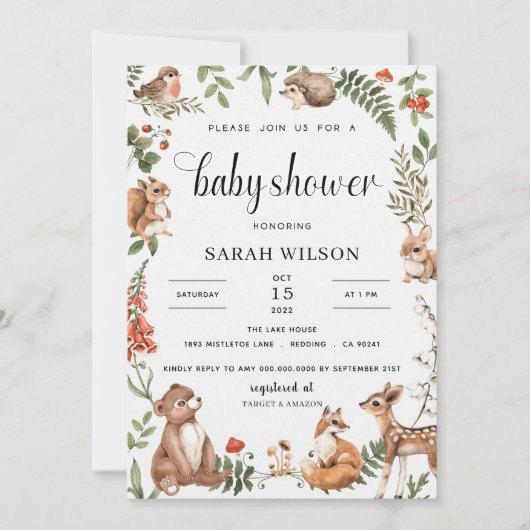 Woodland Baby shower Gender Neutral Kaart (Voorkant)
