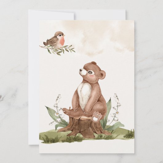 Woodland Baby shower Gender Neutral Kaart (Achterkant)