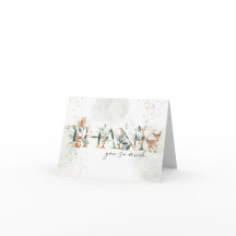 Woodland Baby shower Gevouwen dank u kaart
