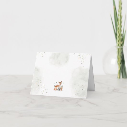 Woodland Baby shower Gevouwen dank u kaart (Achterkant)