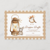 Woodland Baby shower Gingham Diapper Raffle Informatiekaartje (Voorkant)