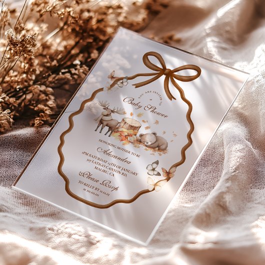 Woodland Baby shower Gingham Herfst Acryl Uitnodigingen