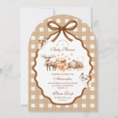Woodland Baby shower Gingham Herfst Kaart (Voorkant)