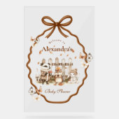Woodland Baby shower Gingham Neutral Acryl Bord (Voorkant)