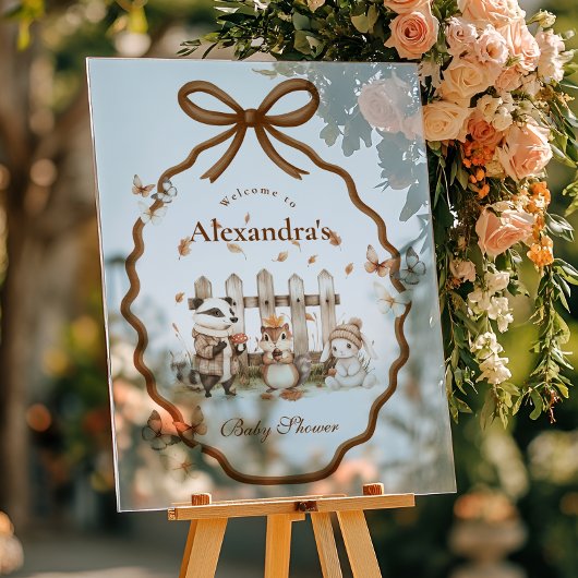 Woodland Baby shower Gingham Neutral Acryl Bord