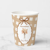 Woodland Baby shower Gingham Neutral Papieren Bekers (Voorkant)