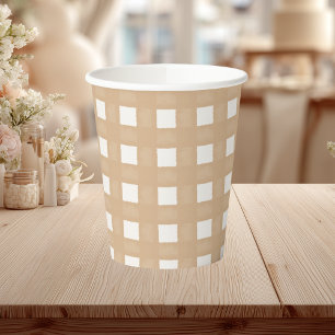 Woodland Baby shower Gingham Neutral Papieren Bekers