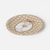 Woodland Baby shower Gingham Neutral Papieren Bordje (Gekanteld)