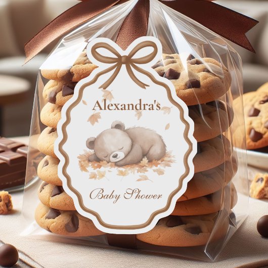 Woodland Baby shower Gingham Neutral Sticker