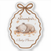 Woodland Baby shower Gingham Neutral Sticker (Voorkant)