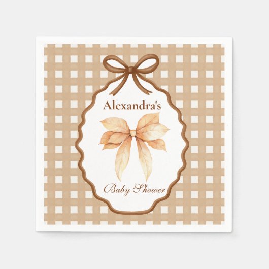Woodland Baby shower Gingham Servet (Voorkant)