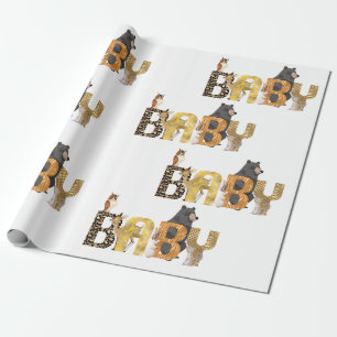 Woodland Baby shower Gold Animal Print Cadeaupapier