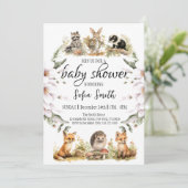 Woodland Baby shower Greenery Bosuitnodiging Kaart (Staand voorkant)