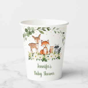 Woodland Baby shower Greenery Gold Papieren Bekers