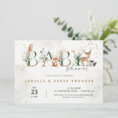Woodland Baby shower Greenery Invitation Kaart (Staand voorkant)