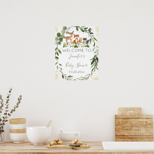 Woodland Baby shower Greenery Welcome Poster (Keuken)