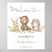 Woodland Baby shower Greenery WelkomstPoster Poster (Voorkant)