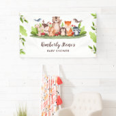 Woodland Baby shower groen achtergrond banner (Insitu)