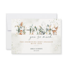 Woodland Baby shower groen dank u nota nemen van K