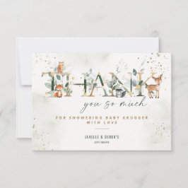 Woodland Baby shower groen dank u nota nemen van K Bedankkaart