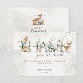 Woodland Baby shower groen dank u nota nemen van K Bedankkaart (Voorkant / Achterkant)