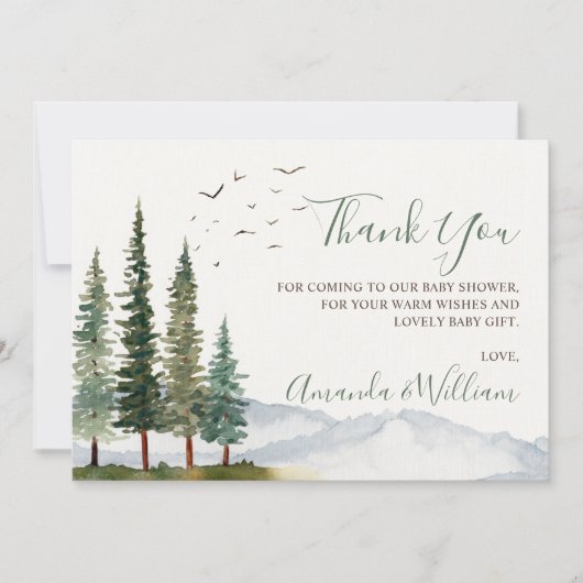 Woodland Baby shower Hartelijk dank Bedankkaart (Voorkant)