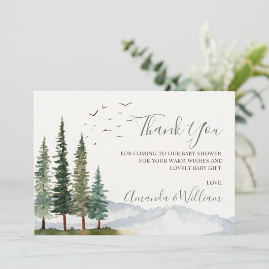 Woodland Baby shower Hartelijk dank Bedankkaart (Staand voorkant)
