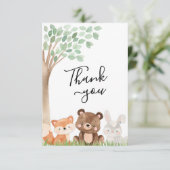 Woodland Baby shower Hartelijk dank Bedankkaart (Staand voorkant)