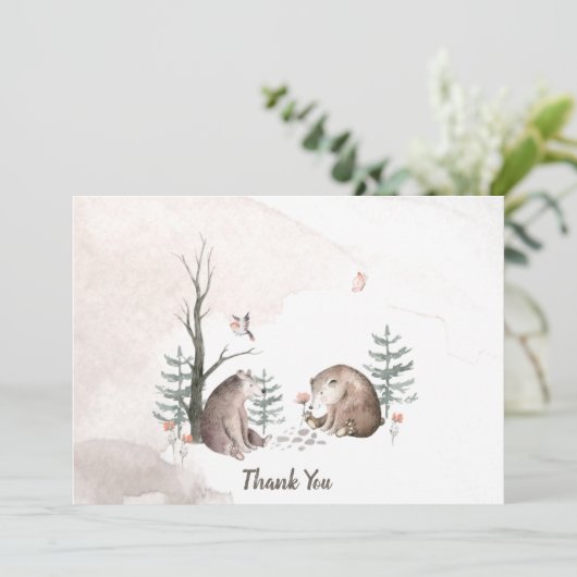 Woodland Baby shower Hartelijk dank Bedankkaart (Staand voorkant)