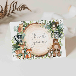 Woodland Baby shower Hartelijk dank Bedankkaart